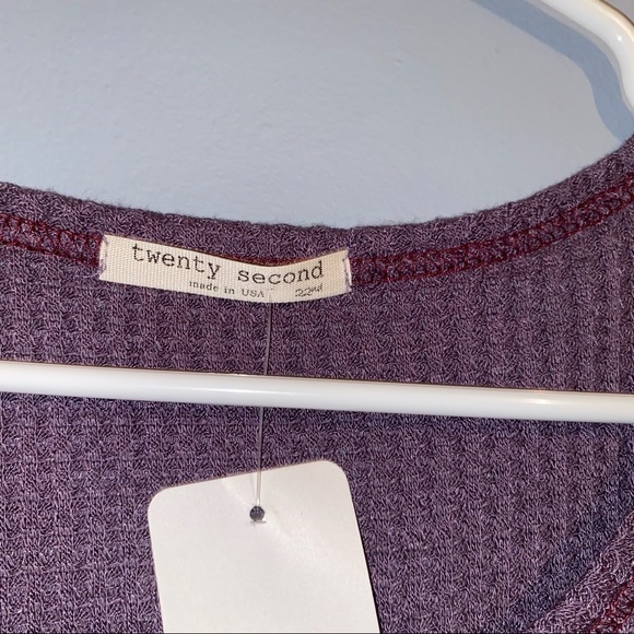 NWT Women’s Waffle Knit Balloon Sleeve Top Size Large Boho Bohemian - Picture 4 of 7